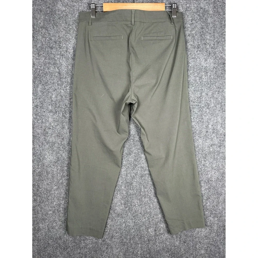 J. Jill Women Wearever Refined Woven Trousers 12 Petite Olive Green Workwear